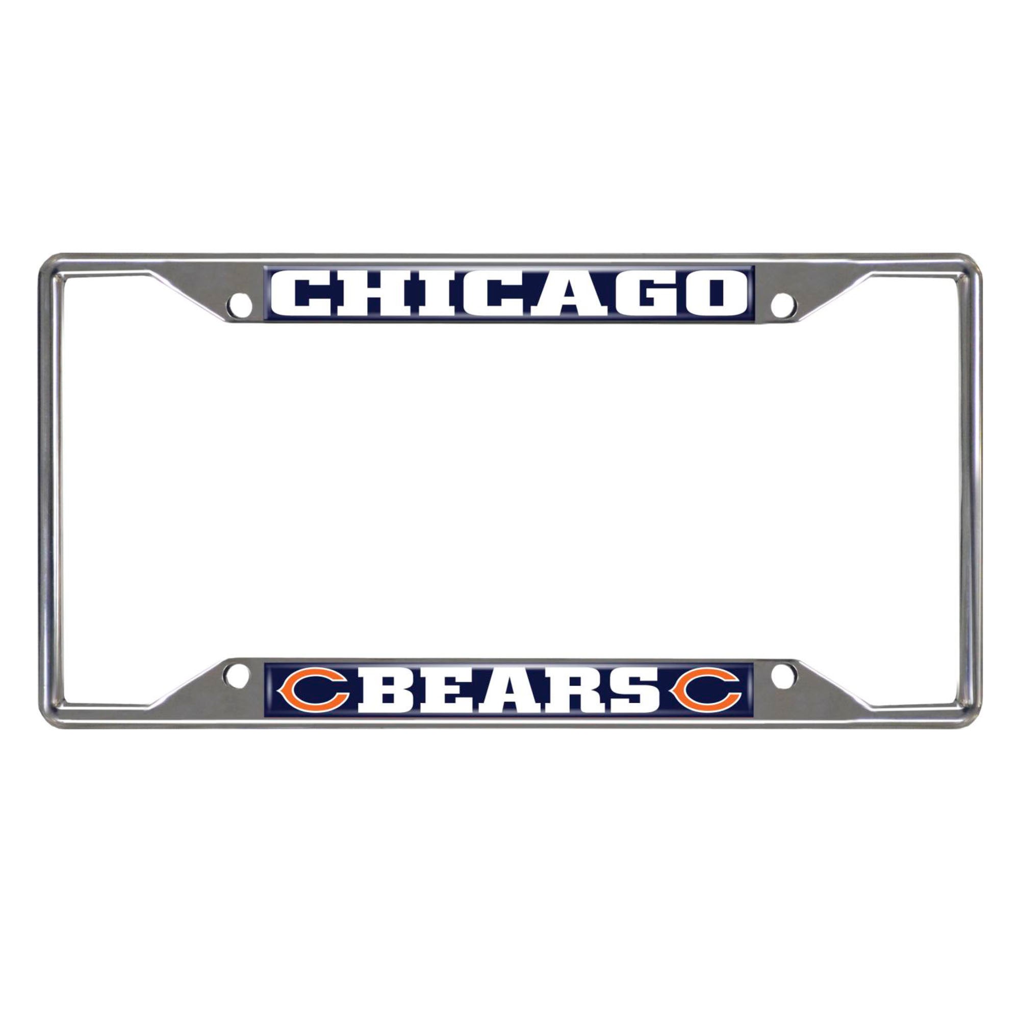 Chicago Bears Chrome Metal License Plate Frame, 6.25in x 12.25in