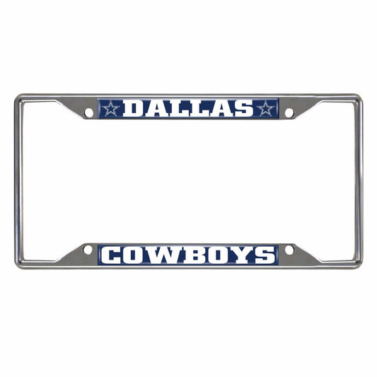 Dallas Cowboys Chrome Metal License Plate Frame, 6.25in x 12.25in - Dallas Cowboys