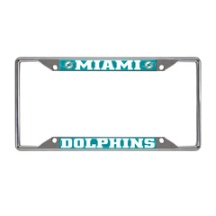 Miami Dolphins Chrome Metal License Plate Frame, 6.25in x 12.25in