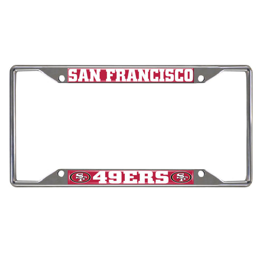 San Francisco 49ers Chrome Metal License Plate Frame, 6.25in x 12.25in