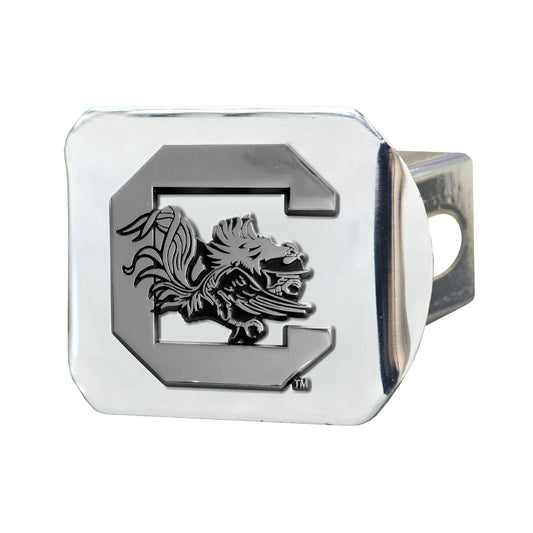 South Carolina Gamecocks Chrome Metal Hitch Cover with Chrome Metal 3D Emblem