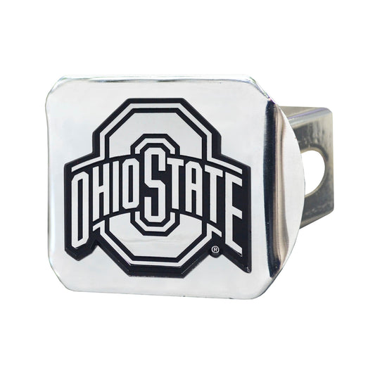 Ohio State Buckeyes Chrome Metal Hitch Cover with Chrome Metal 3D Emblem - Ohio State