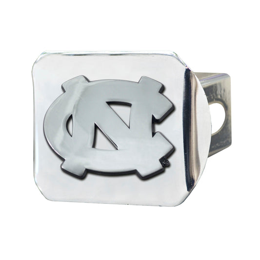 North Carolina Tar Heels Chrome Metal Hitch Cover with Chrome Metal 3D Emblem - North Carolina