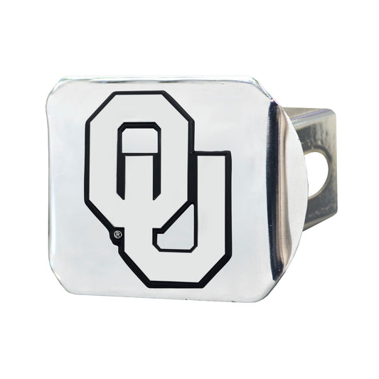 Oklahoma Sooners Chrome Metal Hitch Cover with Chrome Metal 3D Emblem - Oklahoma