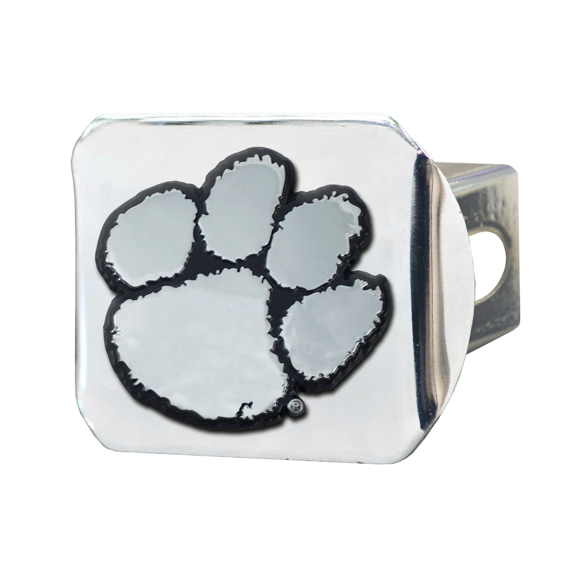 Clemson Tigers Chrome Metal Hitch Cover with Chrome Metal 3D Emblem - Clemson