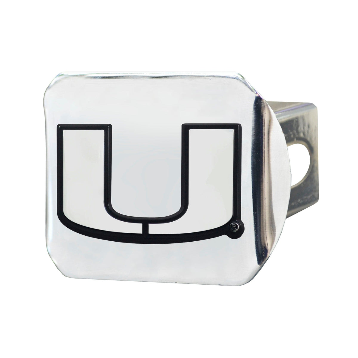 Miami Hurricanes Chrome Metal Hitch Cover with Chrome Metal 3D Emblem