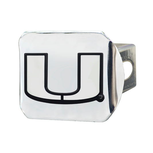 Miami Hurricanes Chrome Metal Hitch Cover with Chrome Metal 3D Emblem - Miami