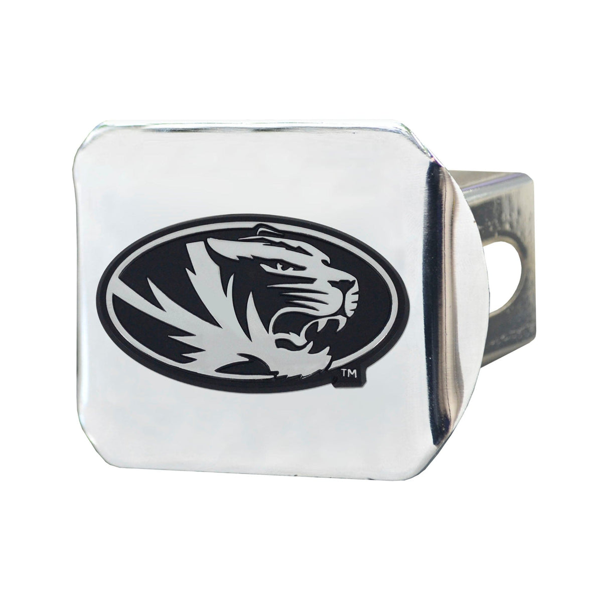 Missouri Tigers Chrome Metal Hitch Cover with Chrome Metal 3D Emblem