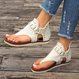 Studded Raw Hem Flat Sandals Trendsi