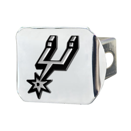 San Antonio Spurs Chrome Metal Hitch Cover with Chrome Metal 3D Emblem