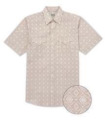 Ely Cattleman Short Sleeve Medallion Khaki Print Shirt - Flyclothing LLC