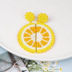 Alloy Beaded Orange Shape Earrings Trendsi