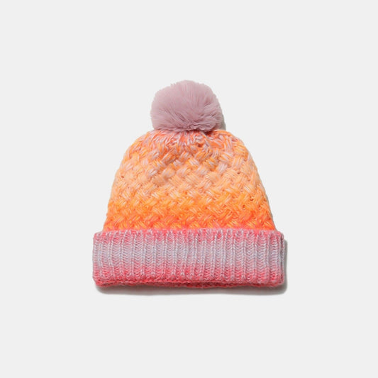 Gradient Knit Hat with Pompom - Trendsi