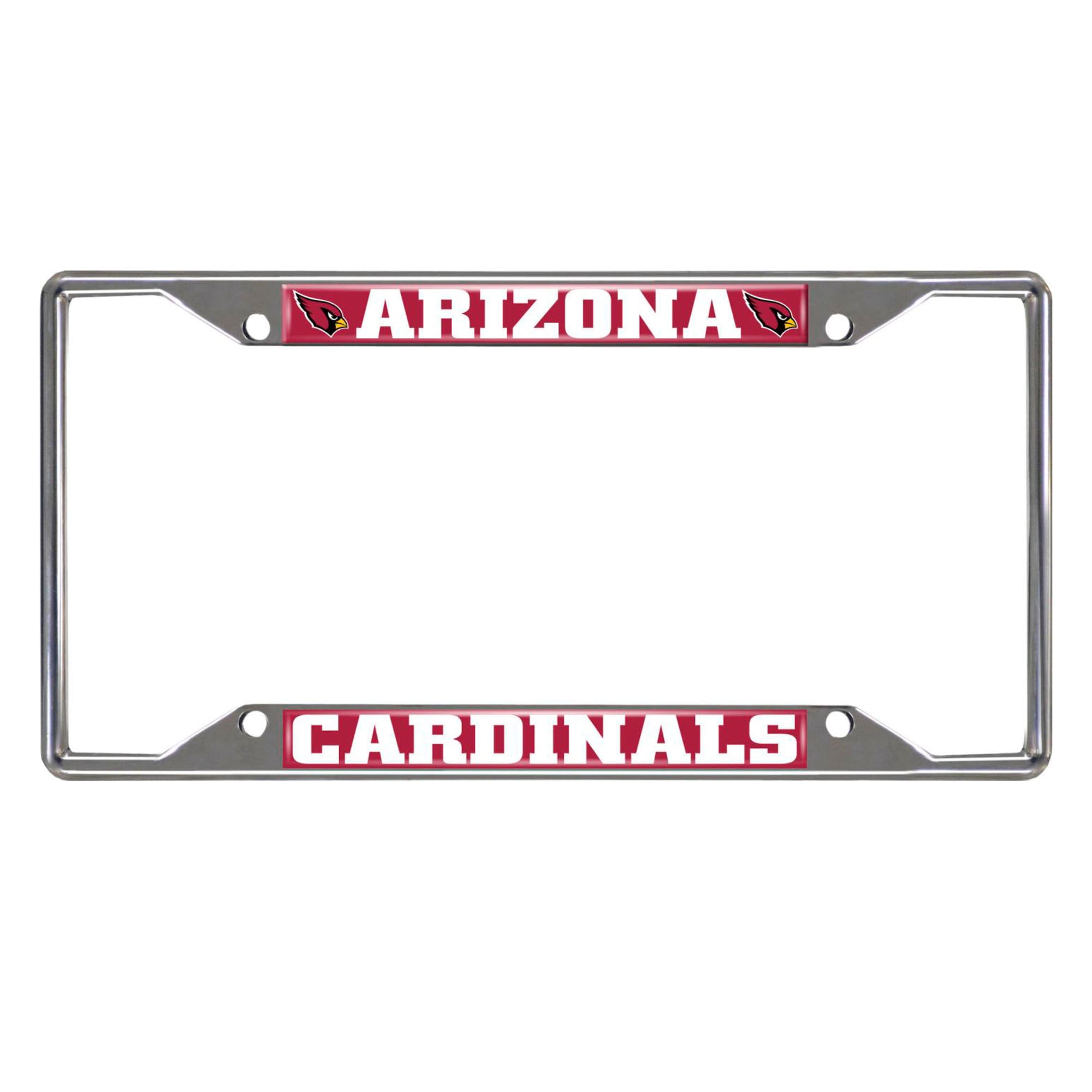 Arizona Cardinals Chrome Metal License Plate Frame, 6.25in x 12.25in