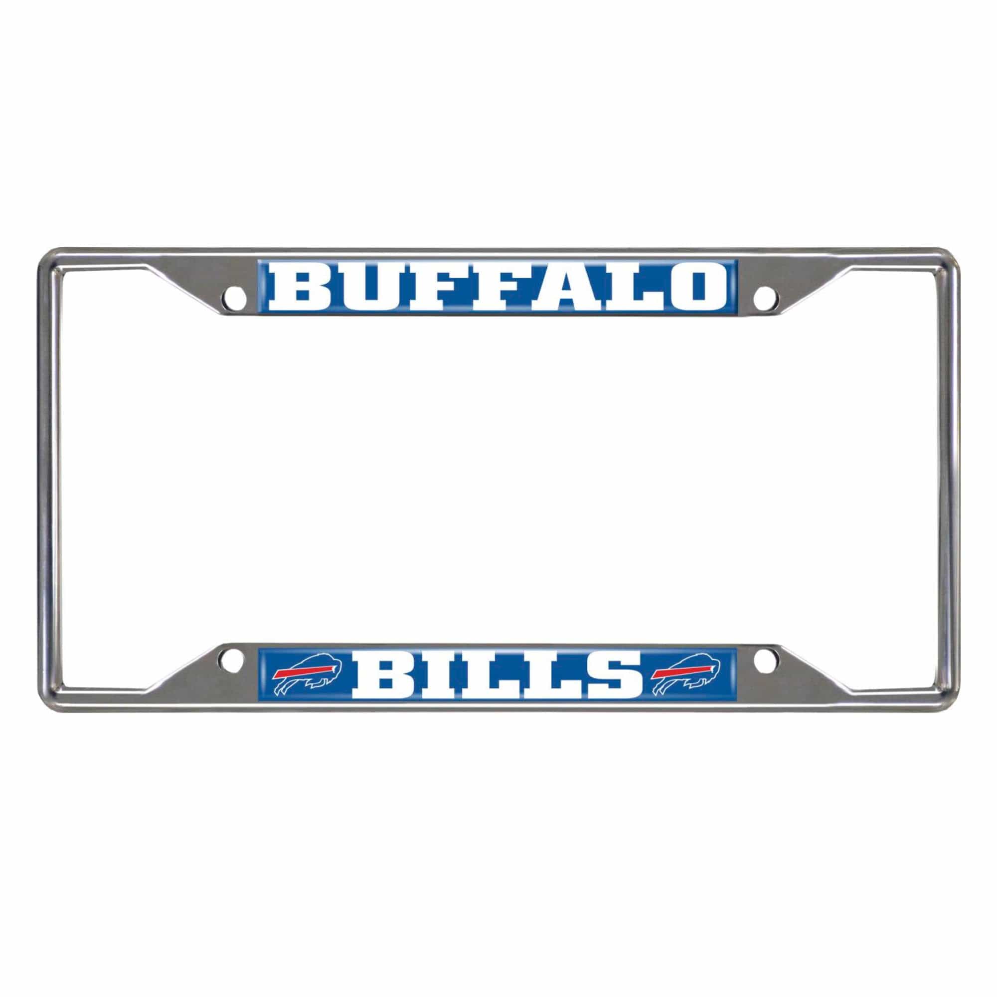 Buffalo Bills Chrome Metal License Plate Frame, 6.25in x 12.25in - Buffalo Bills