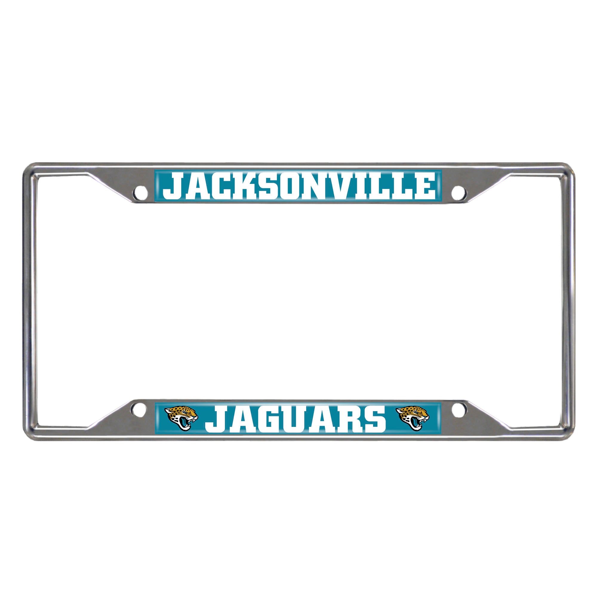 Jacksonville Jaguars Chrome Metal License Plate Frame, 6.25in x 12.25in