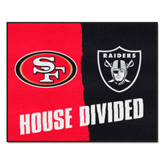 NFL House Divided - 49ers / Raiders House Divided Rug - 34 in. x 42.5 in. - NFL House Divided - 49ers / Raiders