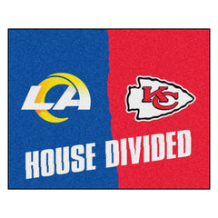 NFL House Divided - Rams / Chiefs House Divided Rug - 34 in. x 42.5 in. - NFL House Divided - Rams / Chiefs