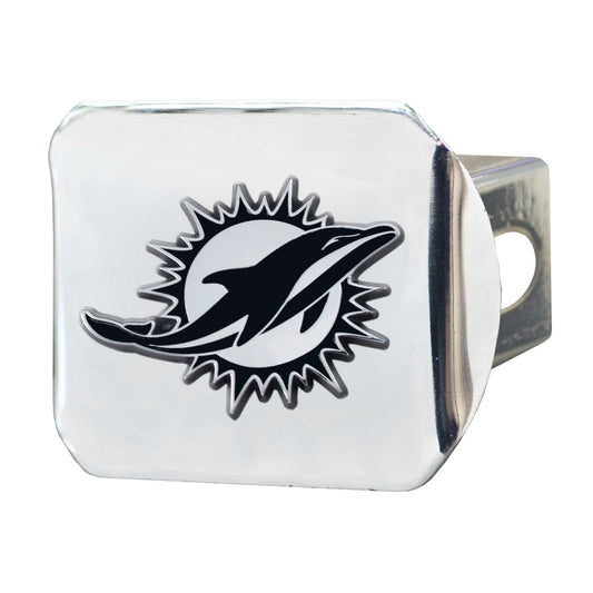 Miami Dolphins Chrome Metal Hitch Cover with Chrome Metal 3D Emblem