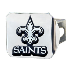 New Orleans Saints Chrome Metal Hitch Cover with Chrome Metal 3D Emblem - New Orleans Saints