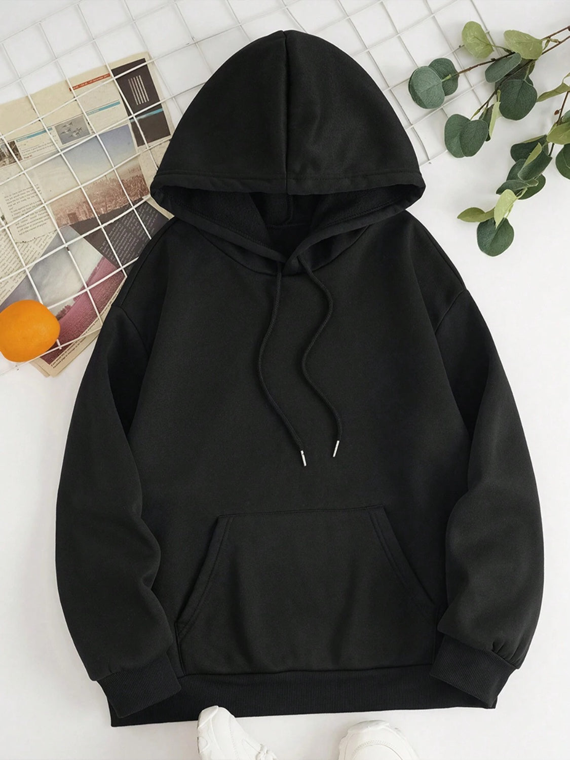 Drawstring Dropped Shoulder Hoodie - Flyclothing LLC