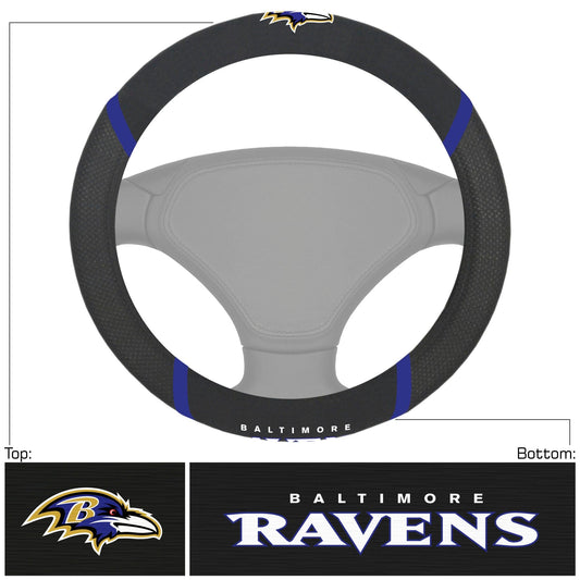 Baltimore Ravens Embroidered Steering Wheel Cover - Baltimore Ravens