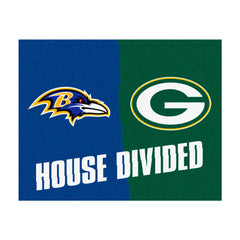 NFL House Divided - Ravens / Packers House Divided Rug - 34 in. x 42.5 in. - NFL House Divided - Ravens / Packers