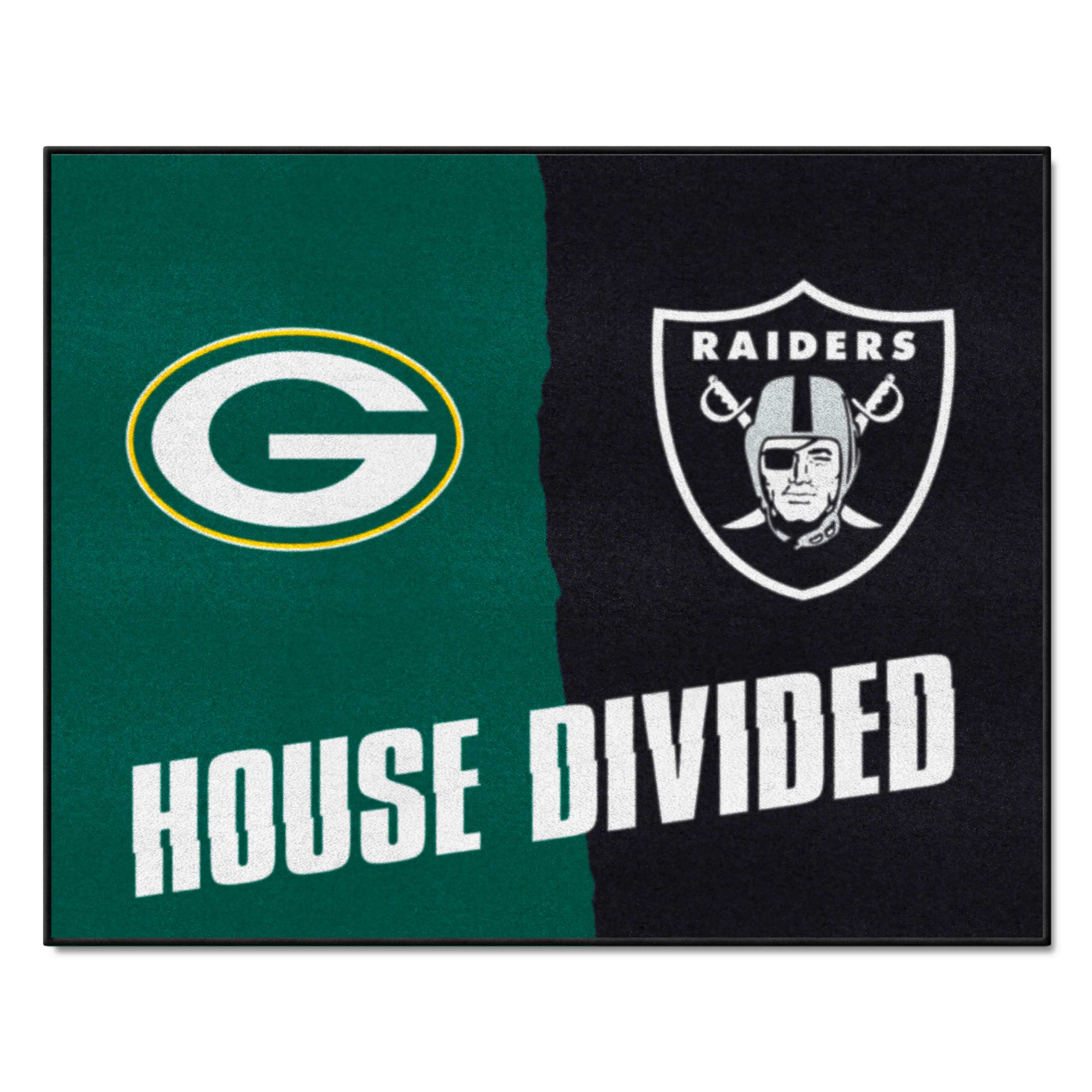 NFL House Divided - Packers / Raiders House Divided Rug - 34 in. x 42.5 in. - NFL House Divided - Packers / Raiders