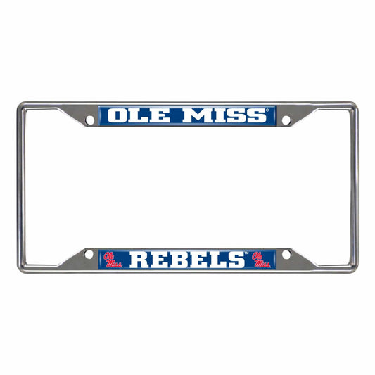 Ole Miss Rebels Chrome Metal License Plate Frame, 6.25in x 12.25in