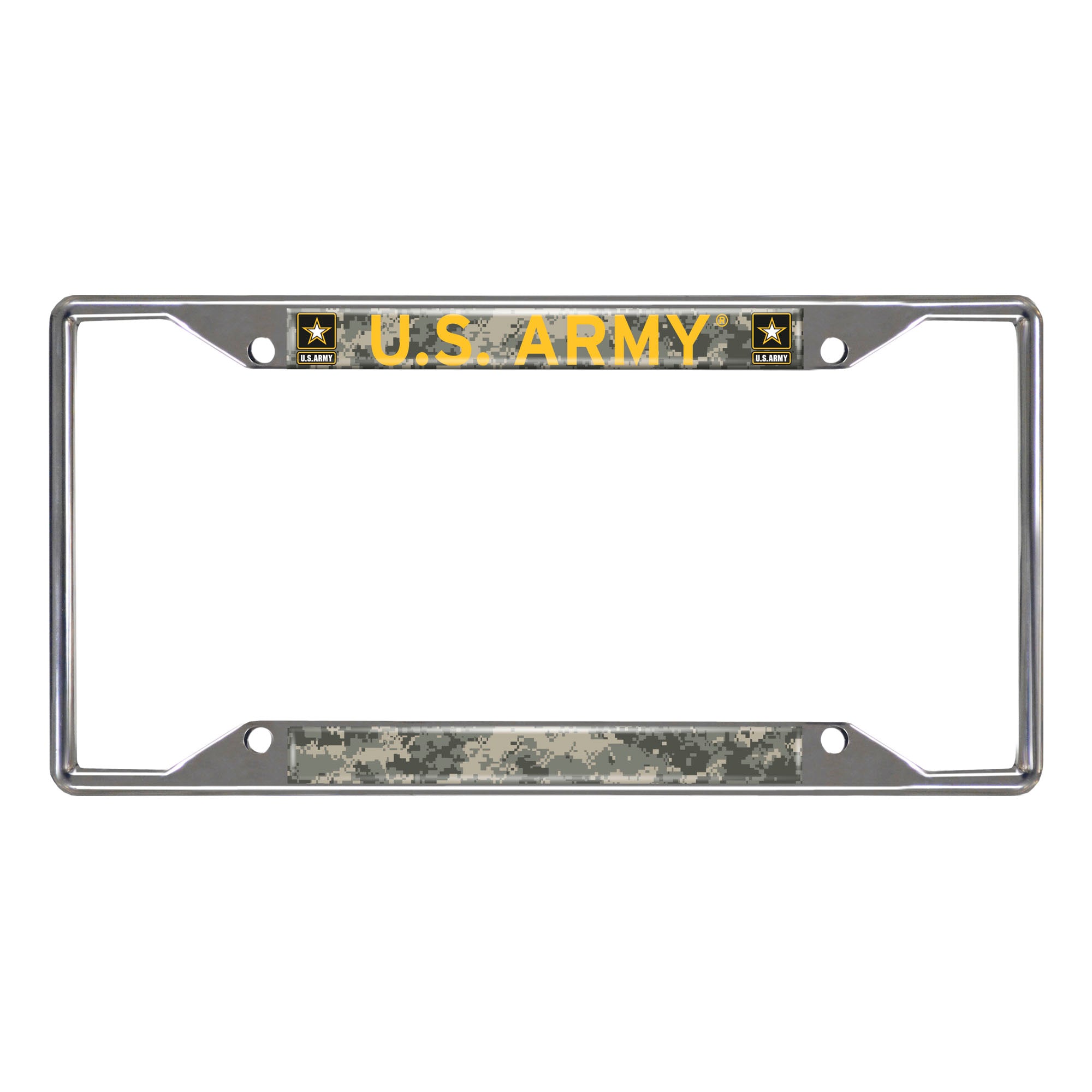 U.S. Army Chrome Metal License Plate Frame, 6.25in x 12.25in