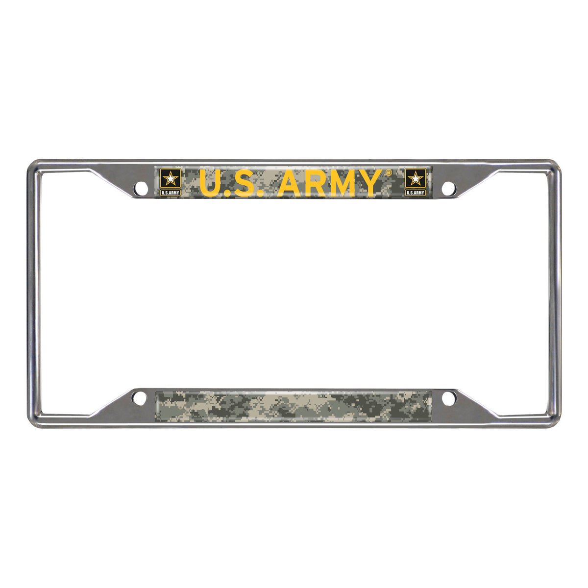 U.S. Army Chrome Metal License Plate Frame, 6.25in x 12.25in