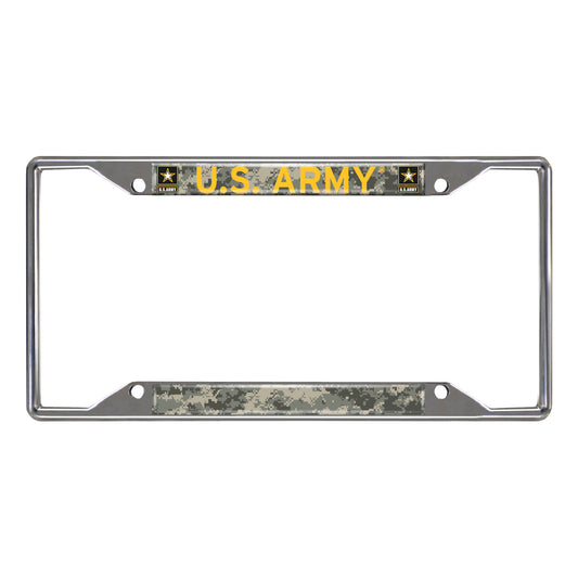 U.S. Army Chrome Metal License Plate Frame, 6.25in x 12.25in