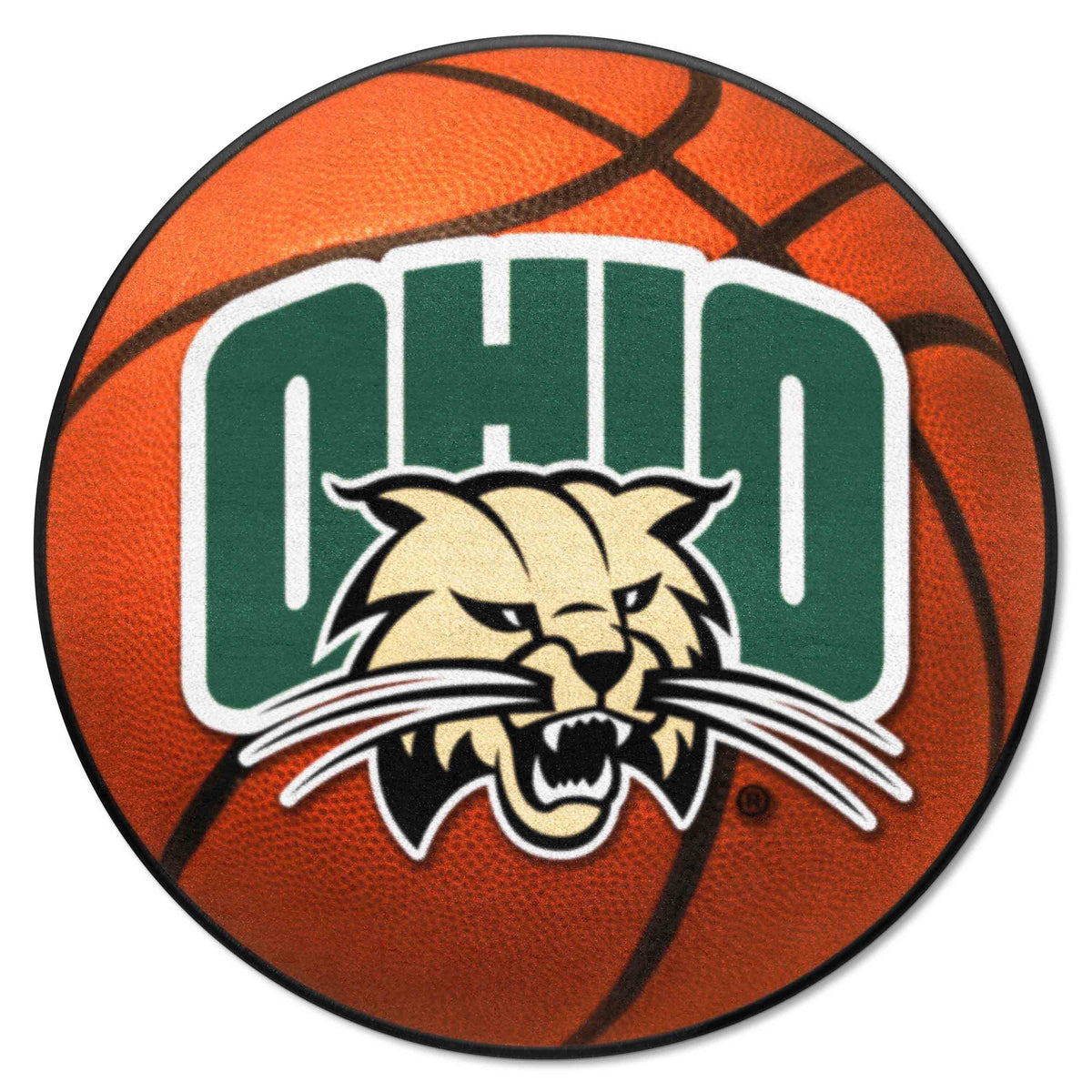 Ohio Bobcats Basketball Rug - 27in. Diameter - Ohio