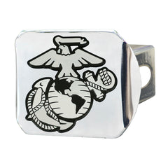 U.S. Marines Chrome Metal Hitch Cover with Chrome Metal 3D Emblem