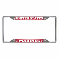 U.S. Marines Chrome Metal License Plate Frame, 6.25in x 12.25in