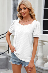 Eyelet Short Sleeve Top Trendsi