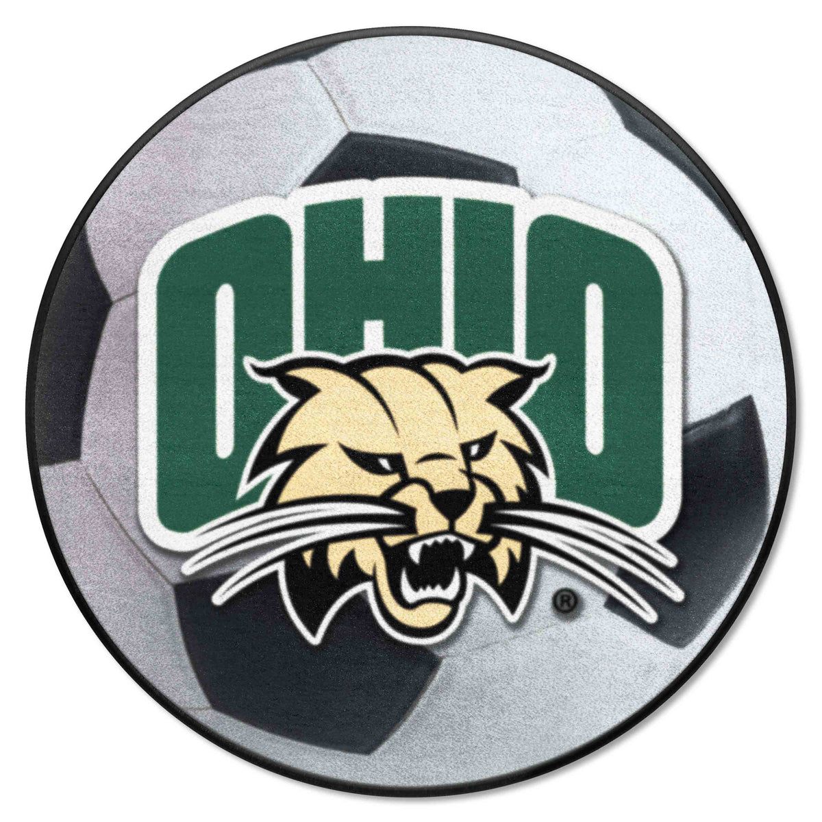 Ohio Bobcats Soccer Ball Rug - 27in. Diameter