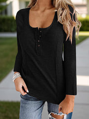 Full Size Scoop Neck Long Sleeve T-Shirt - Trendsi