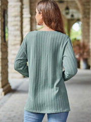 Mandy Notched Long Sleeve T-Shirt - Trendsi