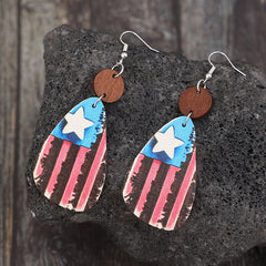 Star & Stripes Wooden Dangle Earrings - Flyclothing LLC