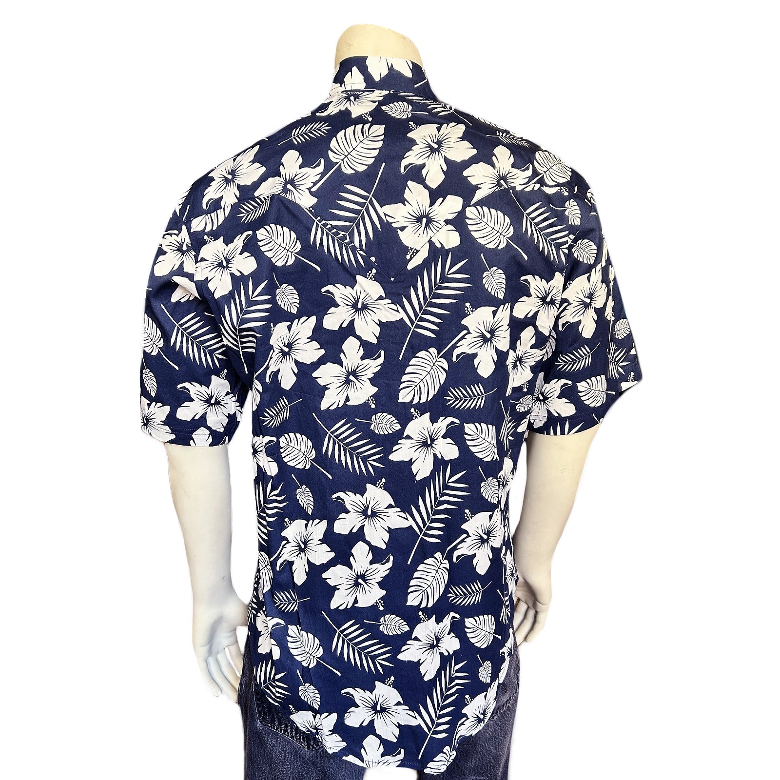 Rockmont Clothing Men's Short Sleeve Denim Floral Print Western Shirt