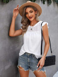 Ruffled Round Neck Cap Sleeve T-Shirt - Flyclothing LLC