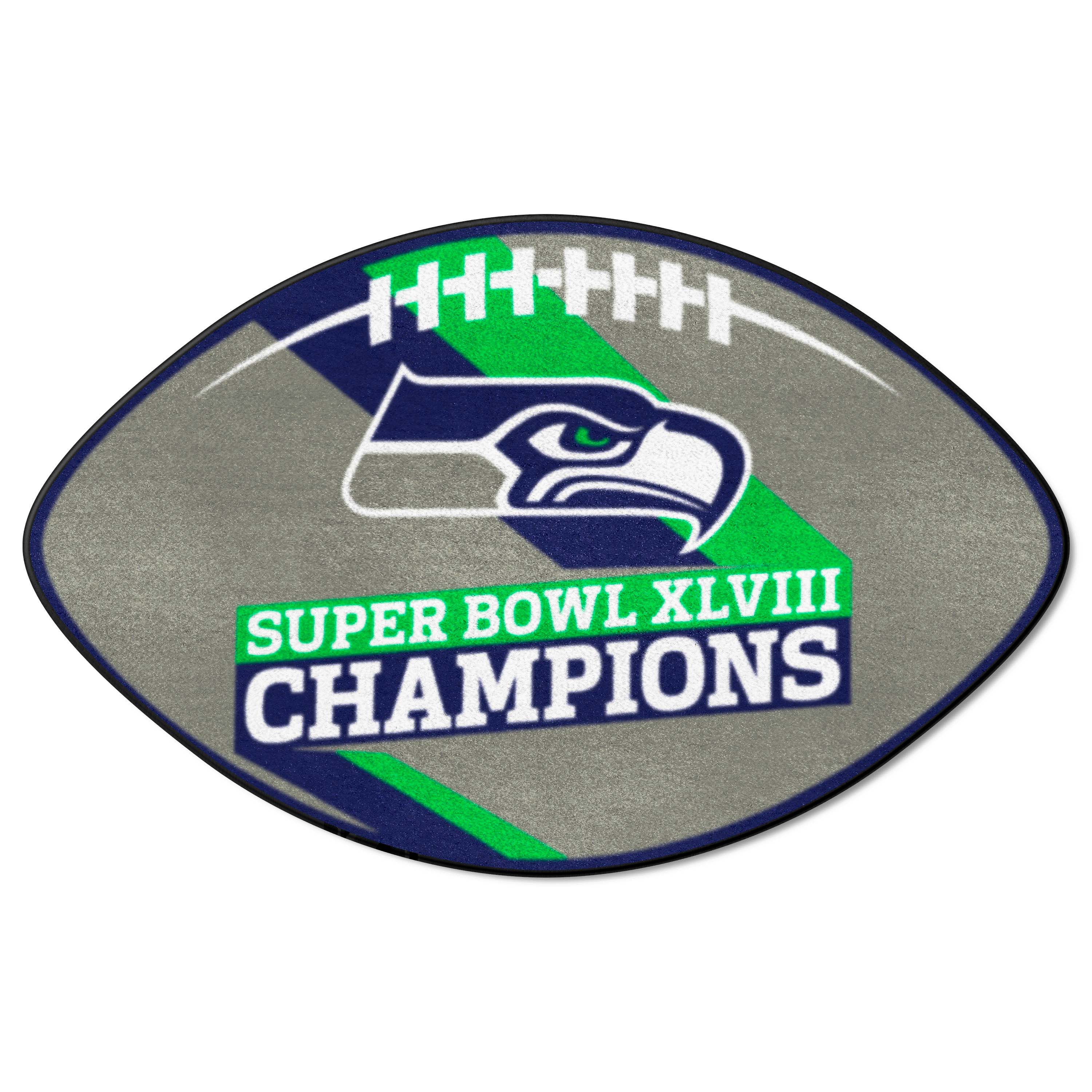 Seattle Seahawks Football Rug - 20.5in. x 32.5in., 2014 Super Bowl XLVIII Champions