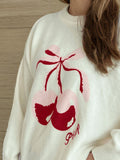 Cherry Round Neck Long Sleeve Sweater