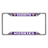 Washington Huskies Chrome Metal License Plate Frame, 6.25in x 12.25in