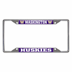 Washington Huskies Chrome Metal License Plate Frame, 6.25in x 12.25in