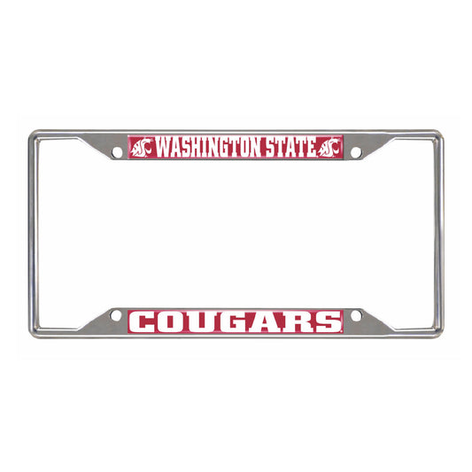 Washington State Cougars Chrome Metal License Plate Frame, 6.25in x 12.25in