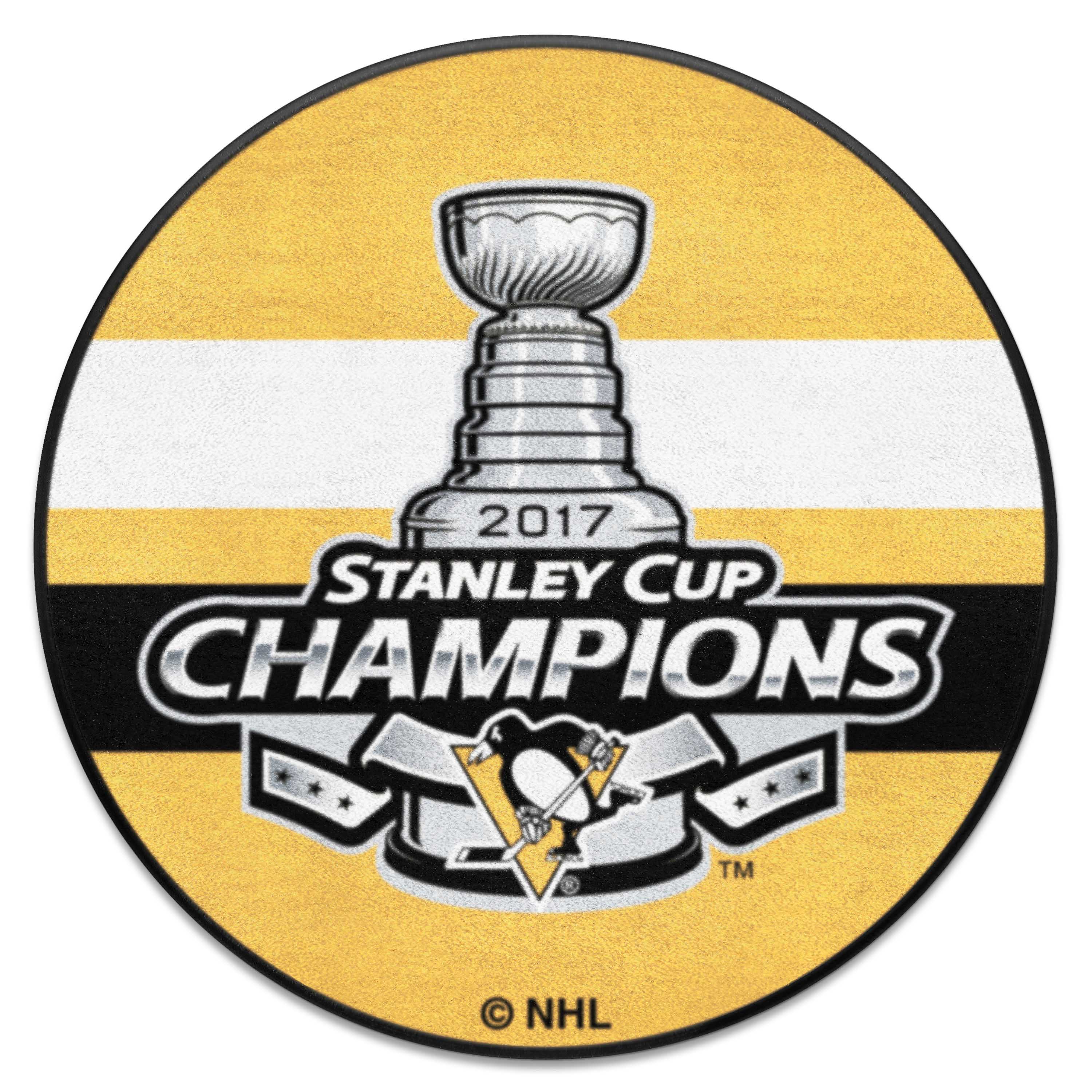 Pittsburgh Penguins Hockey Puck Rug - 27in. Diameter, 2017 NHL Stanley Cup Champions