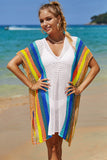 Double Take Openwork Striped Slit Knit Cover Up - Flyclothing LLC