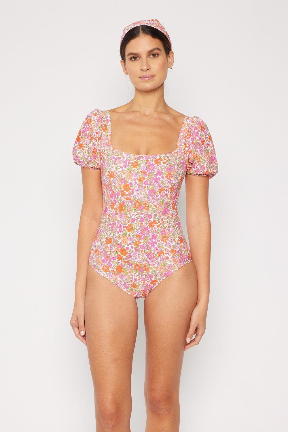 Marina West Swim Floral Puff Sleeve One-Piece - Trendsi